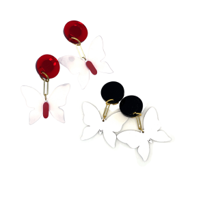 Boucles VOLUTE papillon à clip – Design’n Chic – rouge, blanc ou ambre