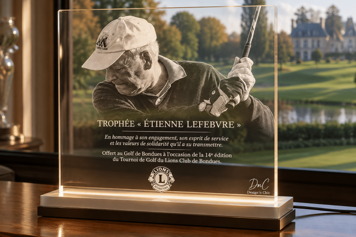 Trophée PRIX ETIENNE LEFEBVRE - Design’n Chic – Maison de couture en plexiglas : objets, bijoux & accessoires pour l’événementiel Trophée PRIX ETIENNE LEFEBVRE